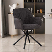 LUCIA | Boucle fabric chair with brown PU back