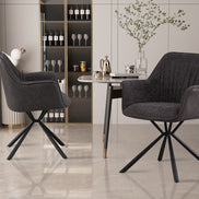 LUCIA | Boucle fabric chair with brown PU back