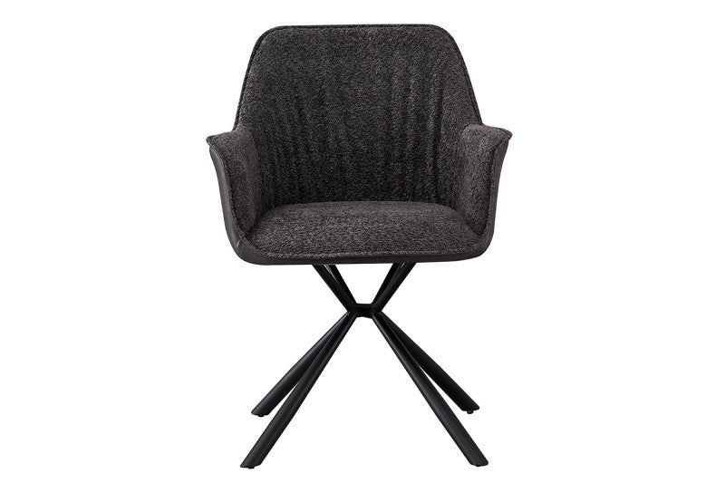 LUCIA | Boucle fabric chair with brown PU back