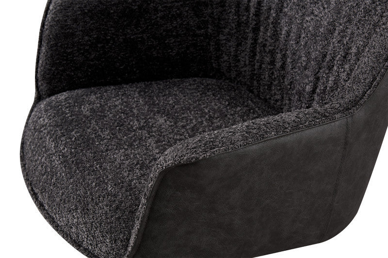 LUCIA | Boucle fabric chair with brown PU back
