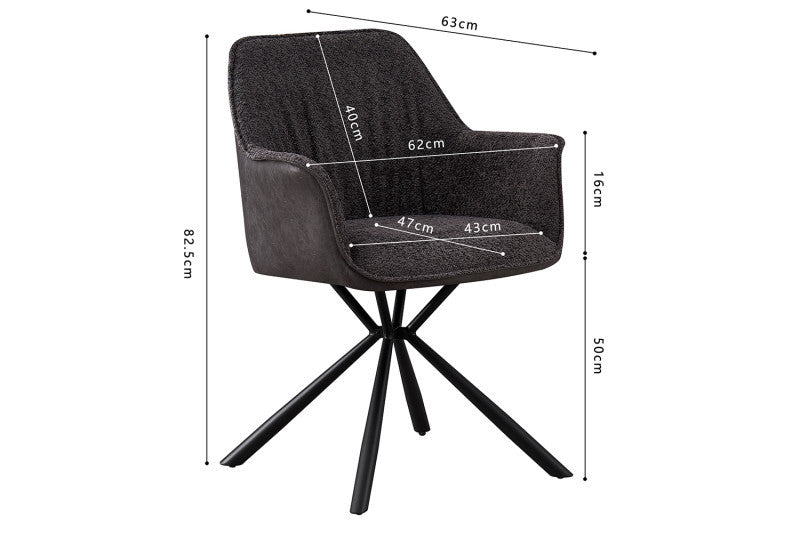 LUCIA | Boucle fabric chair with brown PU back