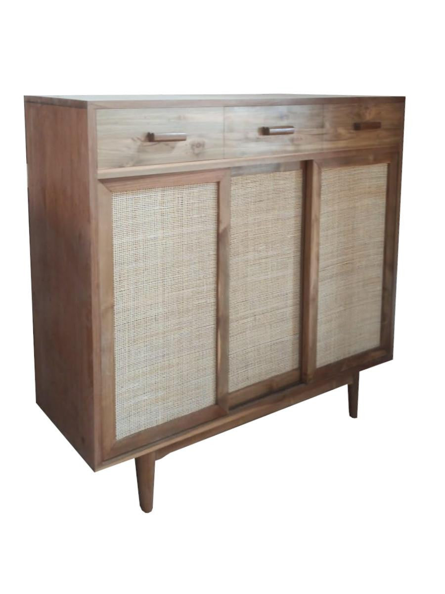 TODUS | Vintage shoe cabinet 3 drawers and 3 doors with rattan