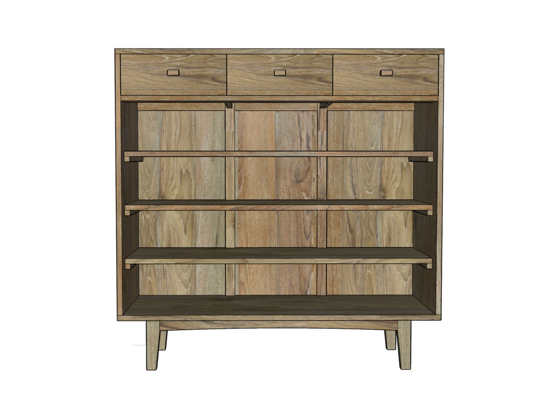 TODUS | Vintage shoe cabinet 3 drawers and 3 doors with rattan