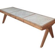 XANTANA | Vintage bench in reclaimed teak & rattan