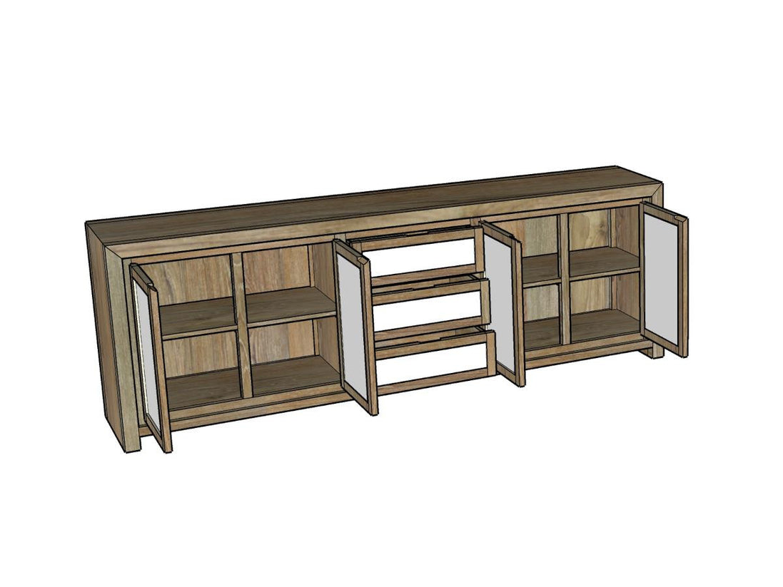 EVANO | Sideboard in reclaimed teak & rattan