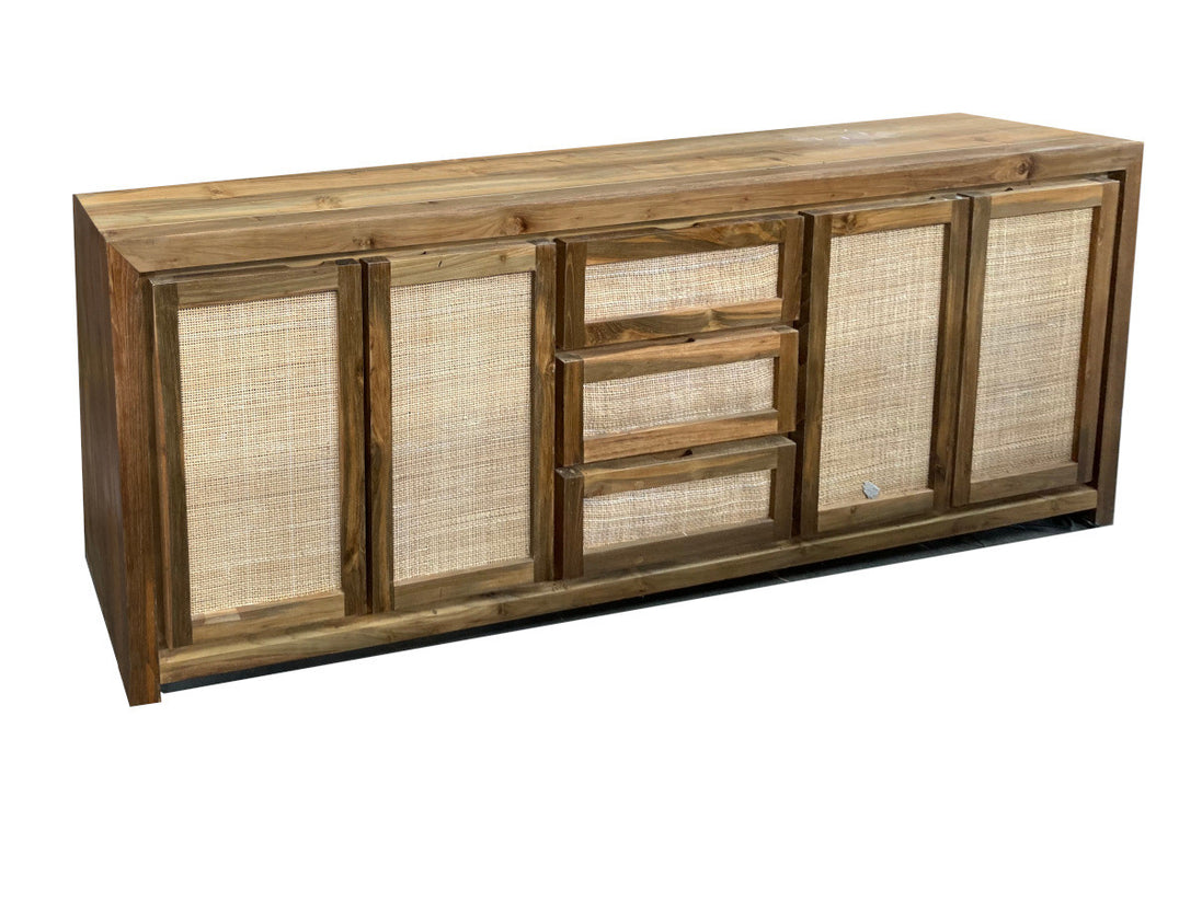 EVANO | Sideboard in reclaimed teak & rattan