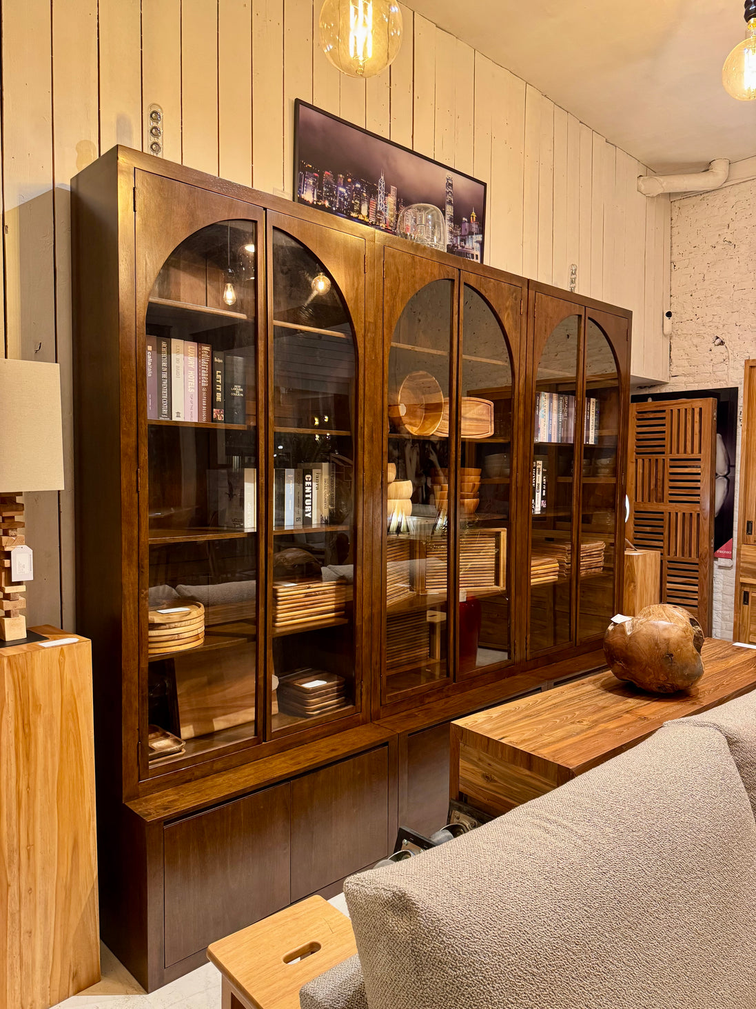 Glass cabinet with storage or seating - X