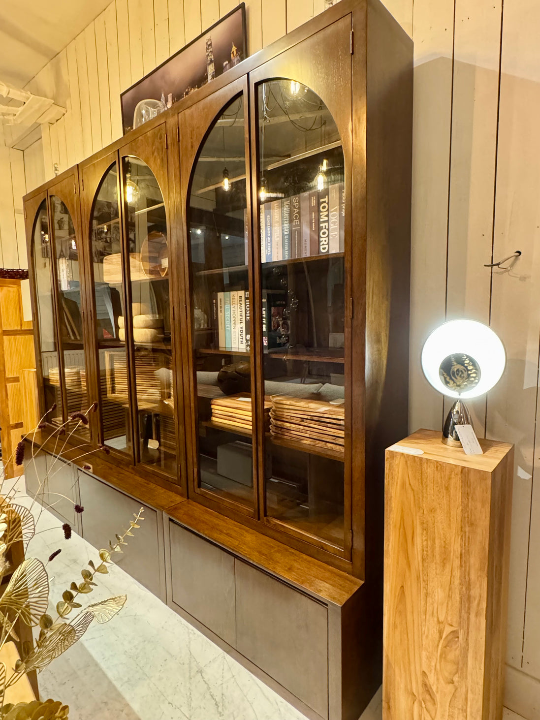 Glass cabinet with storage or seating - X