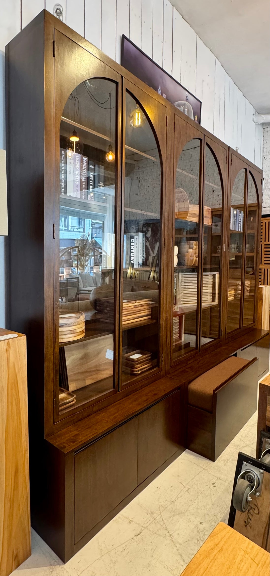 Glass cabinet with storage or seating - X