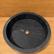 Washbasin in marble, round, black 00590