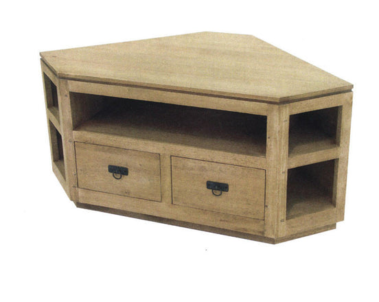 Corner TV cabinet, 2 drawers & racks for hifi