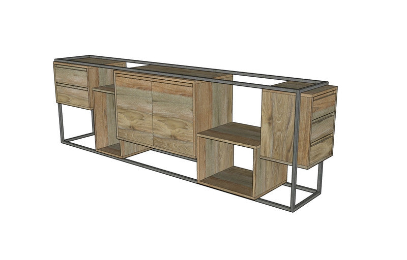 TIR004 | Minimalist teak and steel cupboard