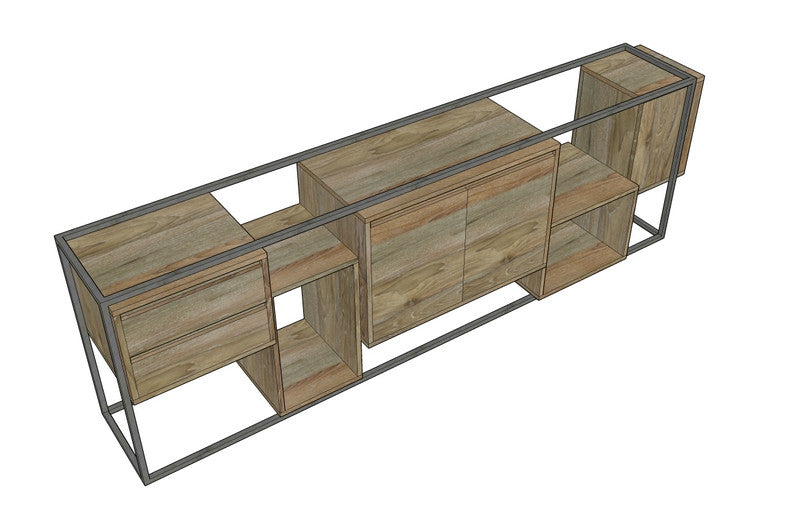 TIR004 | Minimalist teak and steel cupboard