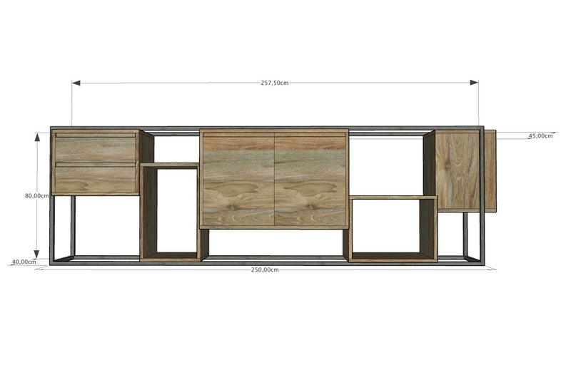 TIR004 | Minimalist teak and steel cupboard