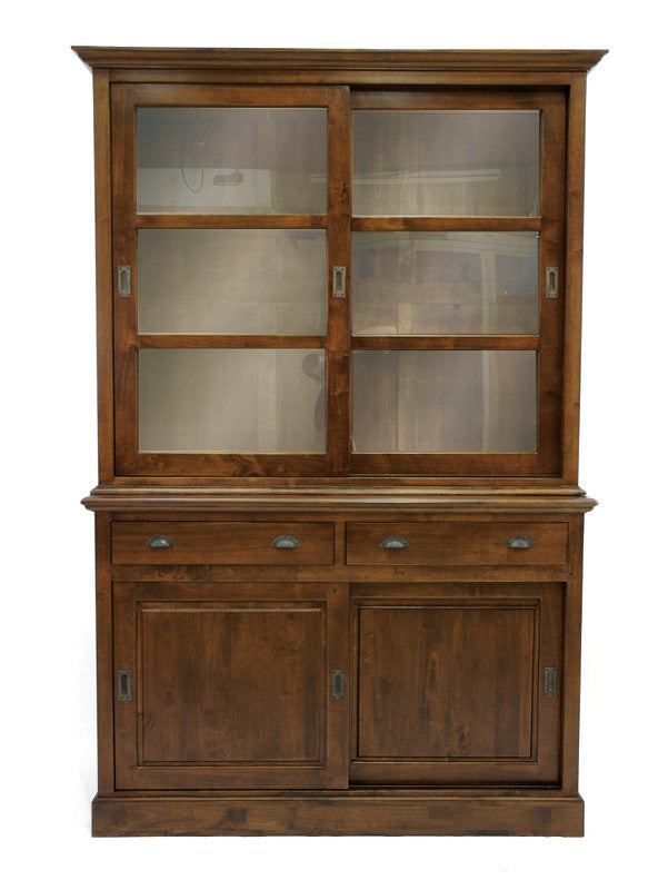 Display cabinet in 2 parts, with sliding doors