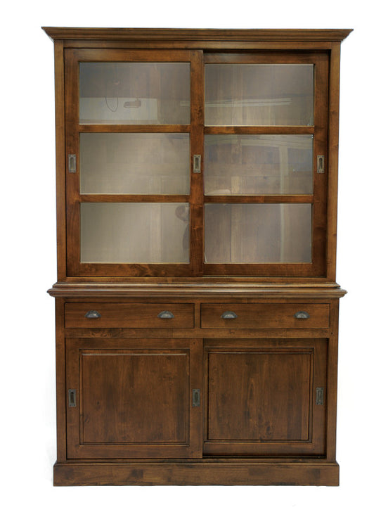 Display cabinet in 2 parts, with sliding doors