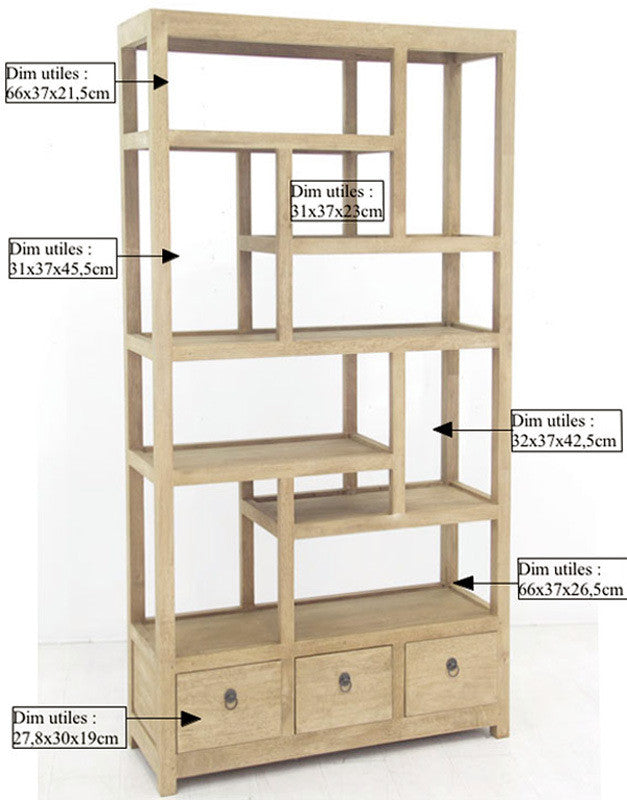 SHANGHAI | Unstructured bookend 3 drawers