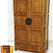 Chinese style wardrobe in solid hevea wood