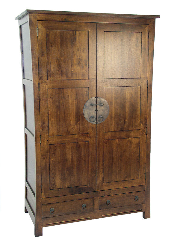 Chinese style wardrobe in solid hevea wood