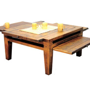 Low coffee table with 4 sliding trays