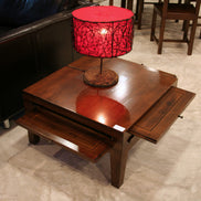Low coffee table with 4 sliding trays