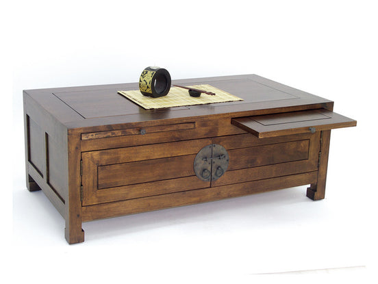 Low table with 2 sliding trays