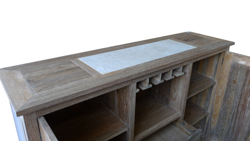 BARRUA | Bar counter cabinet, with marble inlay on top