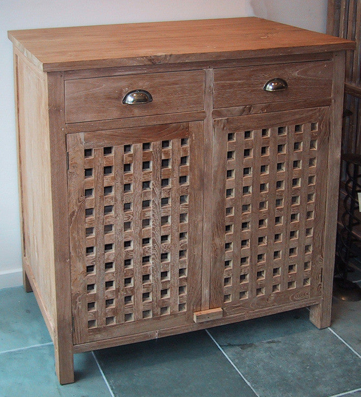 BLUSEA | Cabinet 2 drawers & 2 doors with lattices