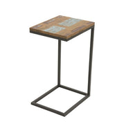 Side table, hevea and iron