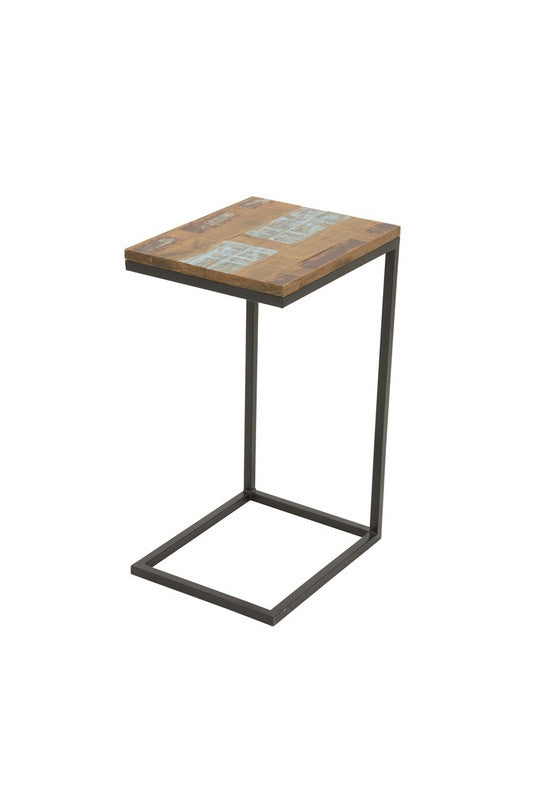 Side table, hevea and iron