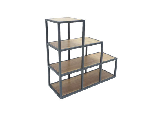 Shelf step rack in iron & wood