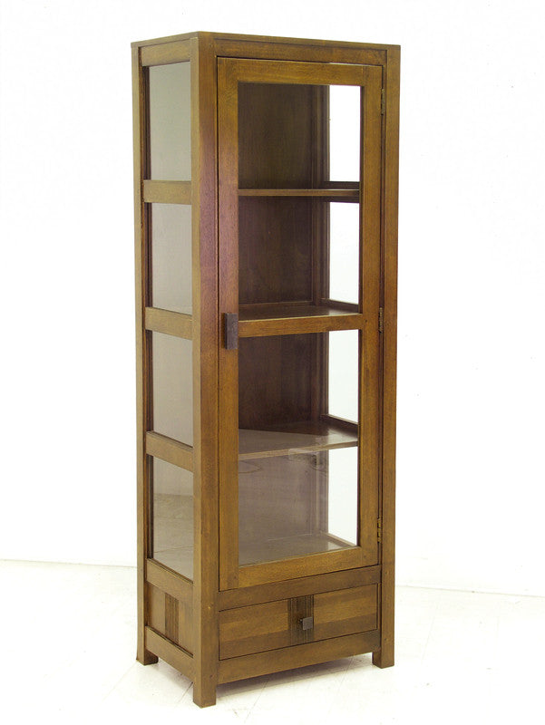 Glass case 1 door & 1 drawer with stripe pattern serie guinea