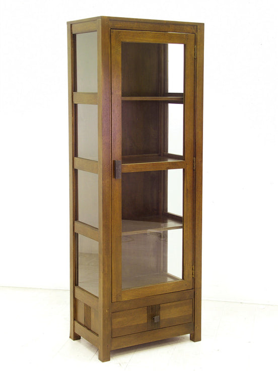 Glass case 1 door & 1 drawer with stripe pattern serie guinea