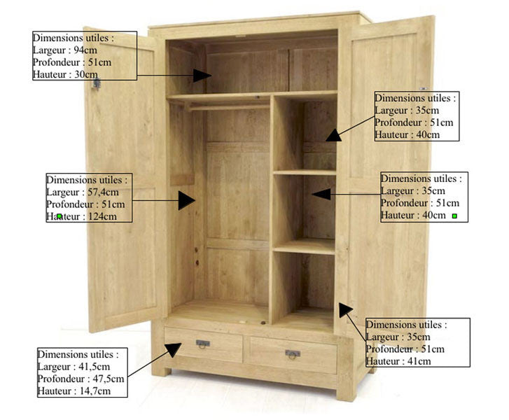 Wardrobe with 2 doors 2 drawers