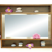 Mirror & hevea frame with shelving