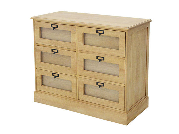 Chest of 6 drawers, glass front