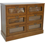 Chest of 6 drawers, glass front