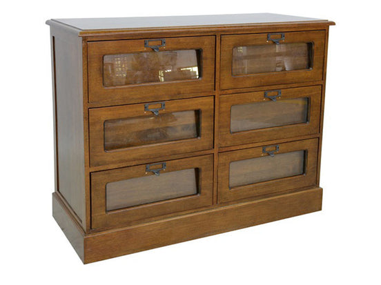 Chest of 6 drawers, glass front