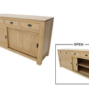 Large sideboard with 4 drawers & 2 sliding doors, cubic design