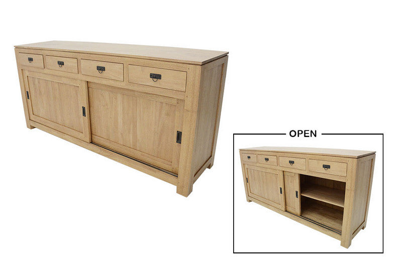 Large sideboard with 4 drawers & 2 sliding doors, cubic design