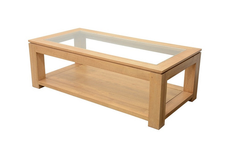 Low coffee table 2 levels with glass top