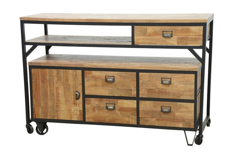 Center table, 5 drawers, 1 door