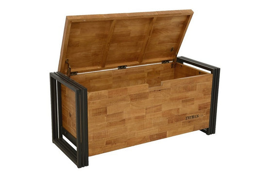 Chest in solid wood and metal