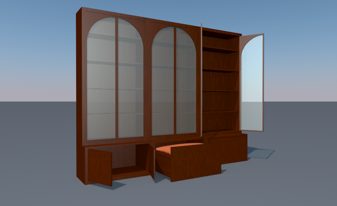 Glass cabinet with storage or seating - X