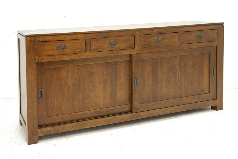 Large sideboard with 4 drawers & 2 sliding doors, cubic design