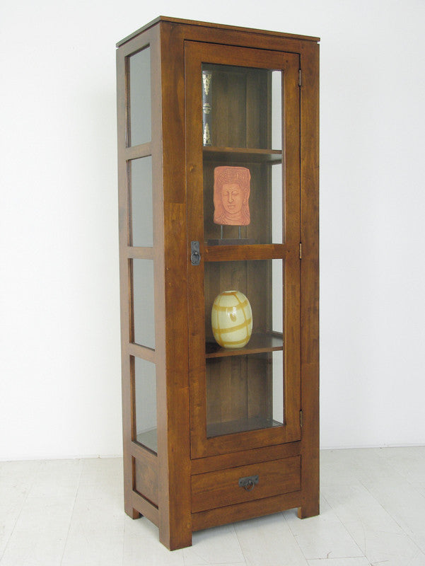 Glass bookcase, 1 door & 1 drawer