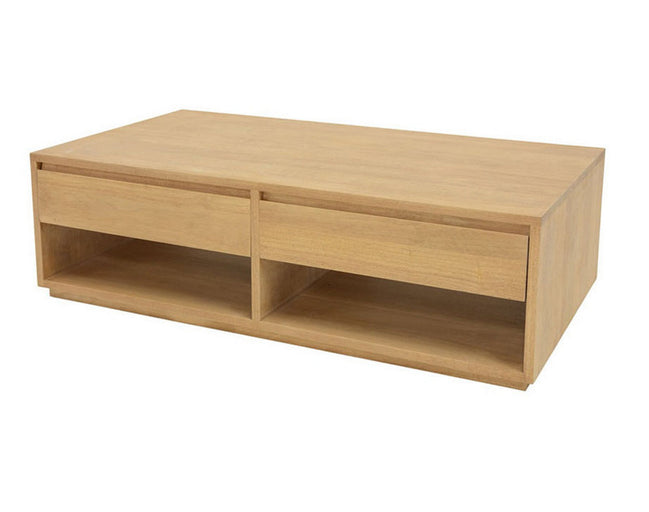 Coffee table 2 drawers sliding both sides