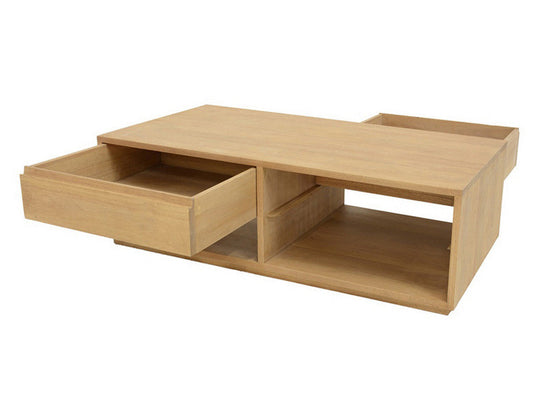 Coffee table 2 drawers sliding both sides