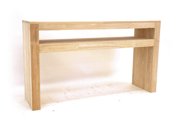 Long console table, with shelf. Cubic design