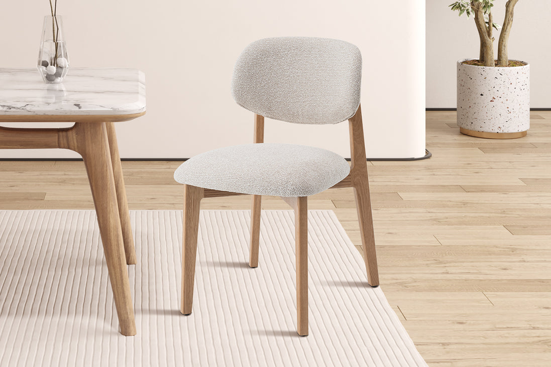 Chaise 'Carmen' Chêne Massif Tissu Ote Milan 103 Beige